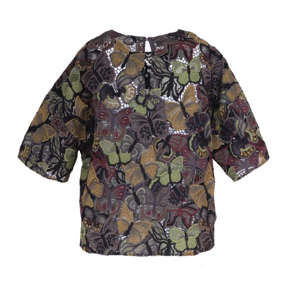 Valentino Cropped Butterfly Lace Shirt US 6 - Picture 10 of 11